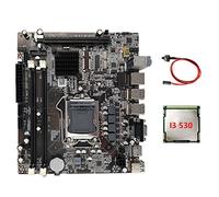 Evvmnaks H55 Motherboard Computer Motherboard Parts LGA1156 Supports I3 530 I5 760 Series CPU DDR3 Memory+I3 530 CPU+Switch Cable