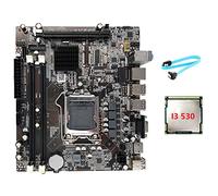 Evvmnaks H55 Motherboard LGA1156 Supports I3 530 I5 760 Series CPU DDR3 Memory Desktop Computer Motherboard+I3 530 CPU+SATA Cable