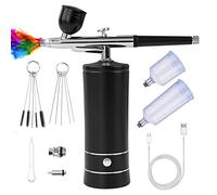 Evvmnaks Kit with Compressor, Rechargeable Portable High Pressure Air Brushes with 0.3mm Nozzle