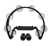 Evvmnaks Tambourine,Metal Jingles Hand Percussion Half-Moon Tambourine and Egg Shakers for Kids, Adults, KTV, Party BLACK