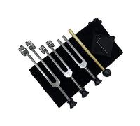 Evvmnaks Tuning Fork Set (128Hz, 256Hz, 512Hz) for Therapy with Silicone Hammer, Repair Tool, Cleaning Cloth and Storage Bag