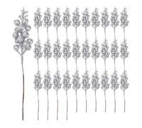 EVWGNPQRV Artificial Berry Branch Bouquet Flowers, Artificial Glitter Holly Berries Branches Multicolor 23.5cm Pack Of Multiple Pcs(Silver,20PCS)
