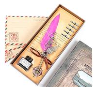 EVWGNPQRV Chinese calligraphy brush, Calligraphy Feather Pen Set With Ink And 5 Replacement Nibs In Multicolor(A)