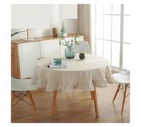 EVWGNPQRV Ruffle Tablecloth Lace, Cotton Washable Round Ruffle Tablecloth Multicolor Various Sizes For Holiday Dinner Party(Color 3,120cm round)