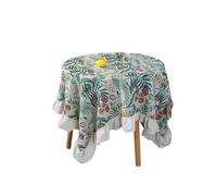 EVWGNPQRV Ruffle Tablecloth Lace, Cotton Washable Round Ruffle Tablecloth Multicolor Various Sizes For Holiday Dinner Party(Color 7,120cm round)