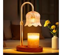 EVXFG Candle Warmer Lamp Electric : Classicism Glass Design with 2 Bulbs - Adjustable Height and Dimmable Timer Flower Lamp - Jar Candles Flameless Burner Suitable Various Holiday Warming Gifts