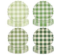 EVYIENEN 48 Pcs Sage Green Scalloped Paper Plates - 7Inch Gingham Checkered Party Plate Disposable Plaid Decorative Dinner Dessert Plate for Baby Shower Wedding Birthday,4 Colors