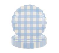 EVYIENEN 50PCS Light Blue Scalloped Paper Plates,7Inch Striped Dessert Plates for Cake Salad Fruit Disposable Decorative Dinner Dessert Serving for Birthday Party Supplies