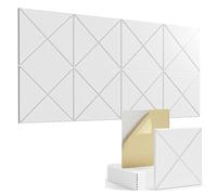 Evzvwruak 16PCS Self-Adhesive Acoustic Panels,Square Sound Proof Foam Panels,12x12x0.4In High Density Soundproof Wall Panels,White