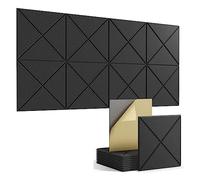 Evzvwruak 16PCS Self-Adhesive Acoustic Panels,Square Sound Proof Foam Panels,12x12x0.4In High Density Soundproof Wall Panels,Black