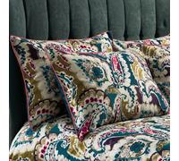 EW by Edinburgh Weavers Aretha Pillowcase Pair - Paisley Design Cotton Sateen, 200 Thread Count (Teal/Olive - 50 x 75cm)