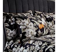 Ew By Edinburgh Weavers Lavish Floral Noir 100% Cotton Sateen Pillowcase Pair Black