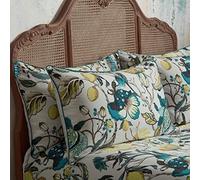 EW by Edinburgh Weavers Morton Pillowcase Pair - Bold Floral Cotton Sateen, 200 Thread Count (Teal - 50 x 75cm)