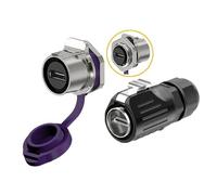 EW-LP24 IP68 Waterproof M24 Industrial HDMI2.0 Connector Socket 1m/ 3ft Extension Dash Flush Panel Mount Signal Cable(Nut set(1m cable))