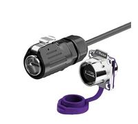 EW-LP24 IP68 Waterproof M24 Industrial HDMI2.0 Connector Socket 1m/ 3ft Extension Dash Flush Panel Mount Signal Cable(SET(1m cable))