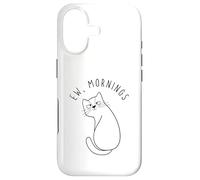 Ew Morning White Cat Sitting with Sad Face Not a Morning Cat Case for iPhone 17