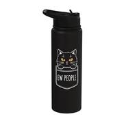 Ew People Angry Cat Meme Funny Sarcastic Kitty Humor Cat Stainless Steel Insulated Water Bottle