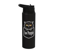 Ew People Angry Cat Meme Funny Sarcastic Kitty Humor Cat Stainless Steel Insulated Water Bottle