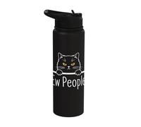 Ew People Angry Cat Meme Funny Sarcastic Kitty Humor Cat Stainless Steel Insulated Water Bottle