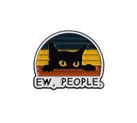 Ew People Cat Enamel Lapel Pin Badge 3 x 2.5cm Funny Black Brooch Introvert Pin Humorous Feline Accessory Gift for Lovers Collectors Jackets Bags Hats and Lanyards