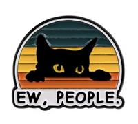 Ew, People Ew Shy Antisocial Anti-Social Anxiety Anxious Social Hide Kitten Black Cat Cute Kawaii Funny Humor Joke Cats Lover 1.2" Enamel Pin Badge