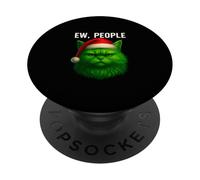 Ew People Grumpy Green Cat christmas sarcastic introvert PopSockets Adhesive PopGrip