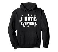 Ew People I Hate Everyone Sarcastic Introvert Humor Pullover Hoodie, Adult Unisex, Black, L