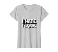 Ew People I Hate Everyone Sarcastic Introvert Humor T-Shirt, Women, Silver, M