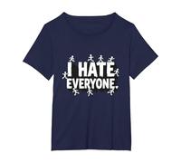 Ew People I Hate Everyone Sarcastic Introvert Humor T-Shirt, Women's Plus, Navy, 2X
