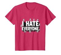 Ew People I Hate Everyone Sarcastic Introvert Humor T-Shirt, Youth, Red Heather, X-Small