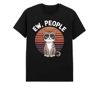 Ew, People T-Shirt - Funny Grumpy Cat Humor Tee for Men and Women for Cat Lovers Black