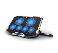 EW1260 - PC Stand and Fan - Silent - 6 Adjustable Speed Fans - For PC up to 17" - LCD Screen - 2 USB Inputs - 7 LED Lights - Ergonomic Design