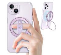 EWA The New MagOne (Upgrade) Compatible with MagSafe Phone Grip Stand with Silicone Finger Strap, Removable Magnetic Ring Holder Kickstand Loop, Only for iPhone 14, 13, 12 Pro/ Max/ Plus (Purple)