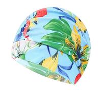 Ewanda store Colorful Pleated Nylon Cloth Swim Cap Large Swimming Cap Hot Spring Bathing Caps for Adult Men Women Long Hair(Blue Flower)