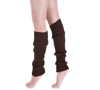 Ewanda store Women 80s Ribbed Leg Warmers Knitted Wool Crochet Long Boot Socks for Party Dance Sports Yoga Accessories,Coffee