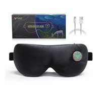 Ewarmer Real Silk Cordless Heated Eye Mask for Dry Eyes, Fast Heat, Complete Blackout, 5-10 Uses Per Charge, Power Residual Display, Bright Black