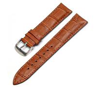 Ewatchaccessories 32mm 34mm Genuine Leather Replacement Watch Strap with Silver Buckle, 34mm, Genuine Leather, Golden Stone