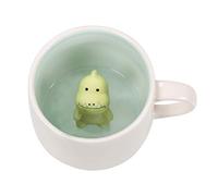 Ewaymado 3D Coffee Mug Dinosaur Inside Cup,Cute Handmade Animal Figurine Ceramics Teacup,Christmas,Birthday,Mother's Day Gifts for Friends Family or Kids(White Dinosaur)
