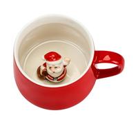 Ewaymado 3D Coffee Mug Santa Claus Inside Cup,Cute Handmade Figurine Ceramics Teacup,Christmas,Birthday,Mother's Day Gifts for Friends Family or Kids,Best Cocoa Cups Couples Mugs (Red Santa Claus)
