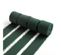 Ewaymado 4 Rolls Dark Green Handmade Fringe Chiffon Silk Ribbon 1" x 5Yd Per Roll,Frayed Edges Ribbon for Gifts Wrapping,Wedding Decoration,Bridal Bouquets(1" X20 Yd Dark Green)