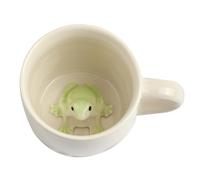 Ewaymado Frog Ceramic Mug Hidden 3D Animal Inside Cup,Handmade Animal Figurine Teacup,Christmas,Birthday,Mother's Day Gifts for Friends Family or Kids(Cream Frog)