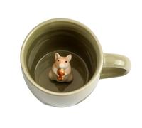 Ewaymado Hamster Ceramic Mug Hidden 3D Animal Inside Cup,Handmade Animal Figurine Teacup,Christmas,Birthday,Mother's Day Gifts for Friends Family or Kids (Sage Green Hamster)