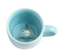 Ewaymado Shark Ceramic Mug Hidden 3D Animal Inside Cup,Handmade Animal Figurine Teacup,Christmas,Birthday,Mother's Day Gifts for Friends Family or Kids(Blue Shark)