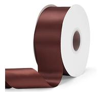 Ewaymado Solid Color Brown Double Faced Satin Ribbon 2" X 50 Yards, Fabric Ribbons Perfect for Wedding and Party Decoration,Gift Wrapping, Sewing, Crafts
