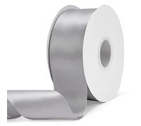 Ewaymado Solid Color Silver Gray Double Faced Satin Ribbon 2" X 50 Yards, Fabric Ribbons Perfect for Wedding and Party Decoration,Gift Wrapping, Sewing, Crafts