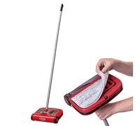 Ewbank 310 Manual Sweeper and Duster, Rubber Blades for Cleaning Hard Floor Surfaces, Easy Release Dust Container, Red, One Size