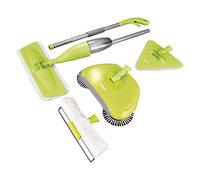 Ewbank 5PKUK 5 in 1 Universal Spray Mop Set, Easy Fill 380ml Liquid Container, Lightweight, Interchangable Heads Hard Floor Sweeper, Microfiber Pad, Triangle Head, Flat Head, Green