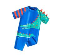 Ewbob Boy Swimsuit Sun Protection Short Sleeve Bathing Suit Kids Crocodile All in One Piece Swimwear Ages 18 Months to 6 Years Swim Costume for Swimming Lessons, Beach and Pool,C1-001,3-4Y