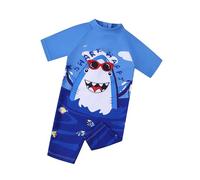 Ewbob Boy Swimsuit Sun Protection Short Sleeve Bathing Suit Kids Pirates All in One Piece Swimwear Ages 18 Months to 6 Years Swim Costume for Swimming Lessons, Beach and Pool,C1-013,2-3Y