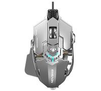 EWEADN G5 Wired Gaming Mouse with Adjustable Tail, 12800 DPI Programmable Computer Mouse with RGB Backlit, 9 Macro Buttons, Rapid Fire Key & Aluminum Base Ergonomic PC Mice for Laptop, PC-Grey&White